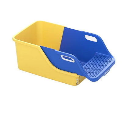 New semi enclosed oversized cat litter box with automatic sand leakage and non stick bottom, anti splash cat litter box for cat
