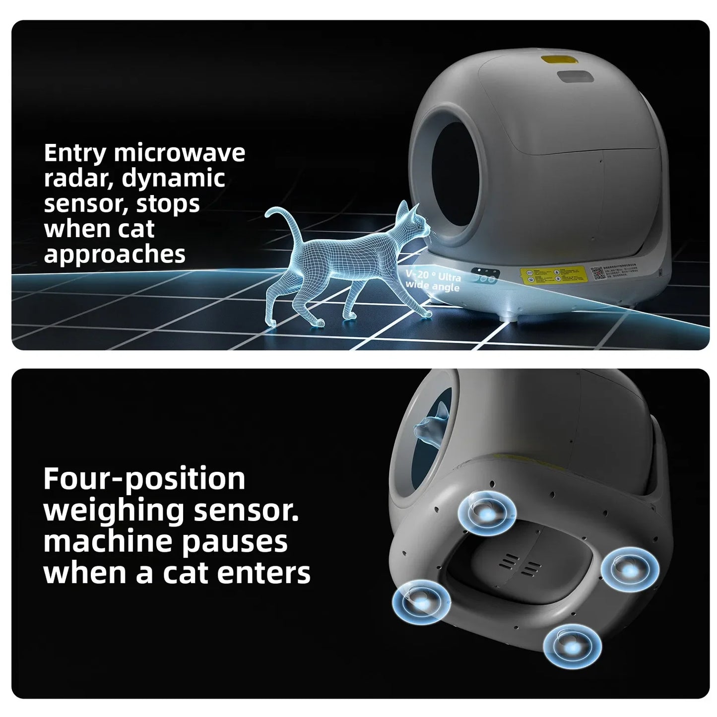 Raymax 78L Automatic Self Cleaning Cat Litter Box with App Control & Cat Litter Mat Smart Cat Toilet for Multiple Large Cats