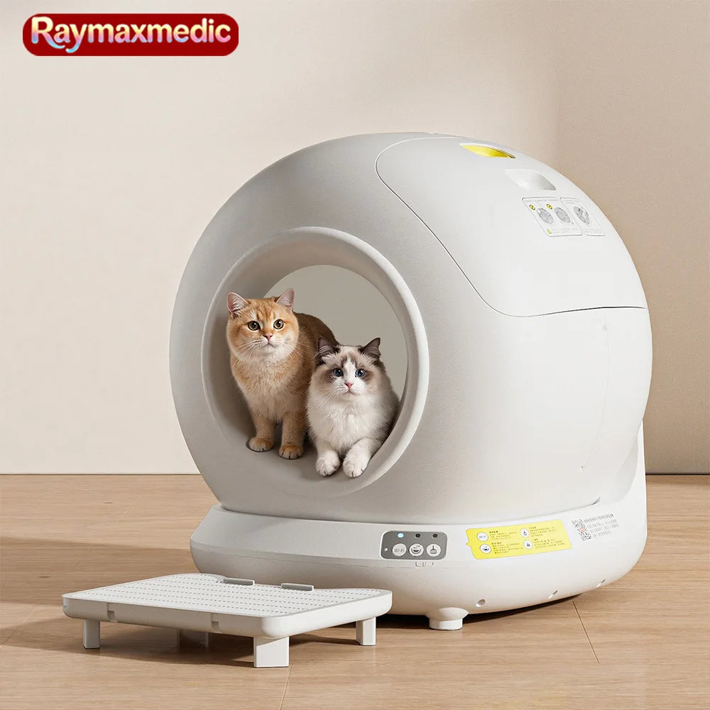 Raymax 78L Automatic Self Cleaning Cat Litter Box with App Control & Cat Litter Mat Smart Cat Toilet for Multiple Large Cats