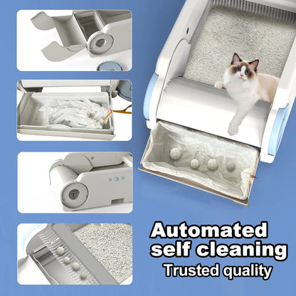 Automatic Self-Cleaning Cat Litter Box - Smart WiFi-Enabled Pet Toilet with Anti-Splash Design & Odor Control