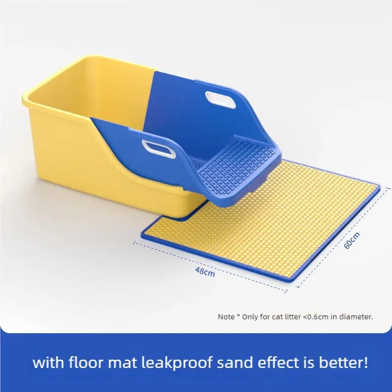 New semi enclosed oversized cat litter box with automatic sand leakage and non stick bottom, anti splash cat litter box for cat