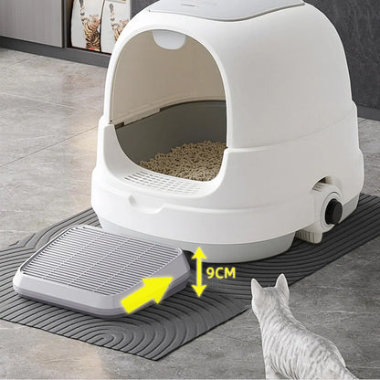 Ramp Elevated Non-Slip Tray Litter Box Step Cat Litter Catcher Mat With Filter Function Anti Tracking Easy Cleaning Supplies