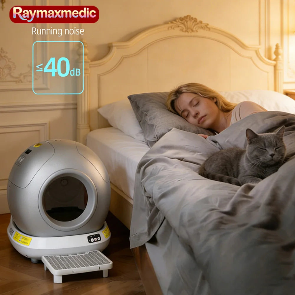 Raymax 78L Automatic Smart Cat Litter Box Self-Cleaning Cat Litter Box Litter with App Control & Cat Litter Mat Smart Cat Toilet