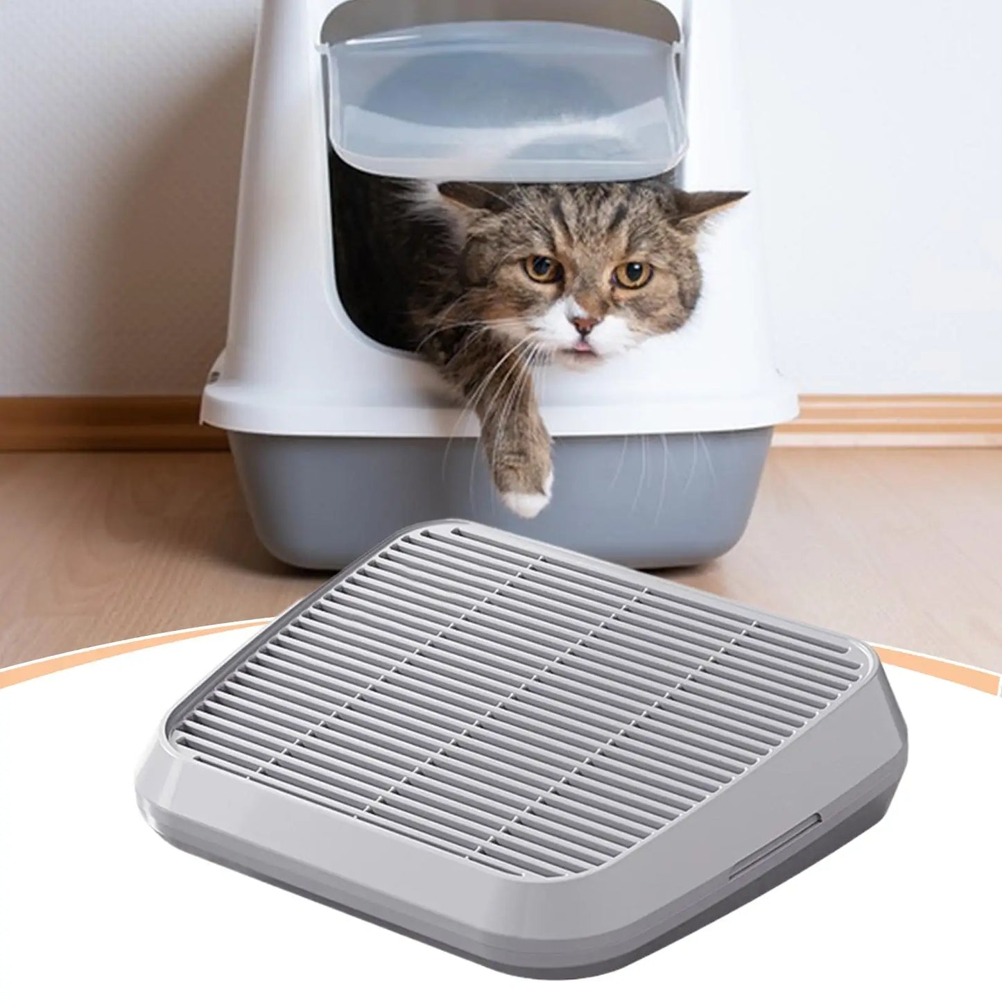 Ramp Elevated Non-Slip Tray Litter Box Step Cat Litter Catcher Mat With Filter Function Anti Tracking Easy Cleaning Supplies